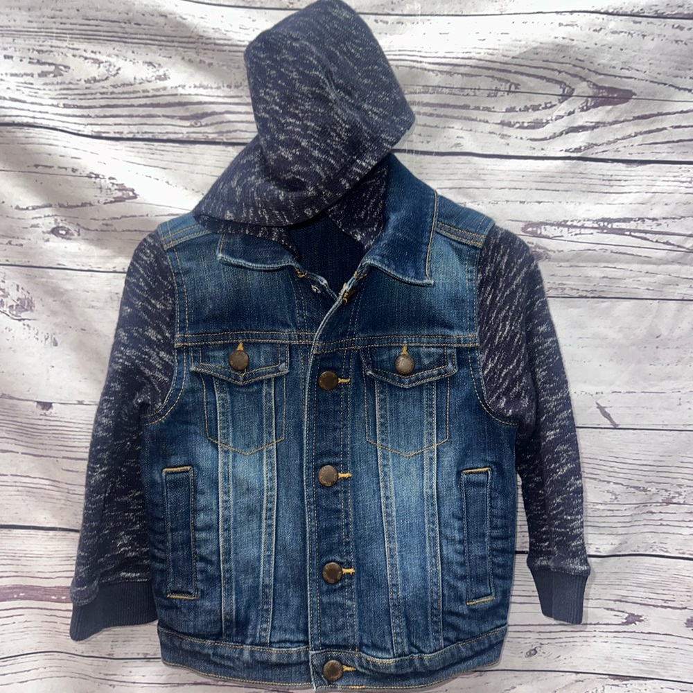 OshKosh B'gosh Blue Jean Jacket with Quilted Hood Size 3t